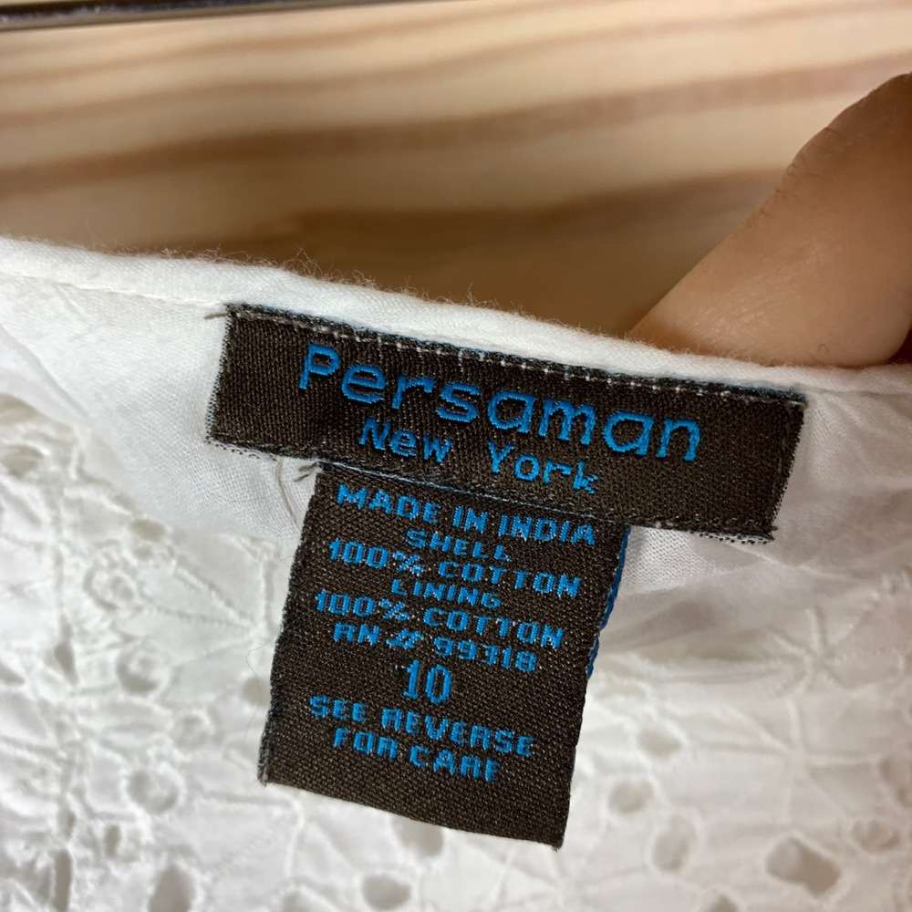 Persaman‎ New York Skirt Womens 10 White Eyelet Cotton Tiered Midi A-Line Boho - Picture 3 of 9